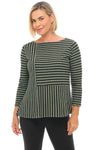 Black Striped Patch Aline Boatneck
