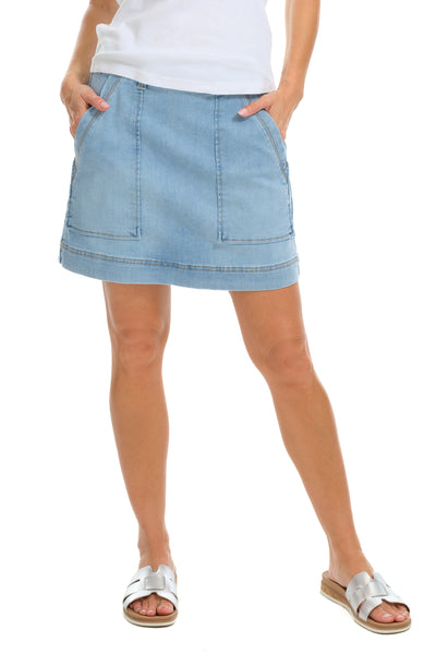 Tribal Audrey Denim Skort, Spring Summer Women's Skirts. Desert Sky