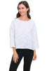 Olivia Urban Petal Blossom Topper, Spring Summer Women's Shirts Woven. White