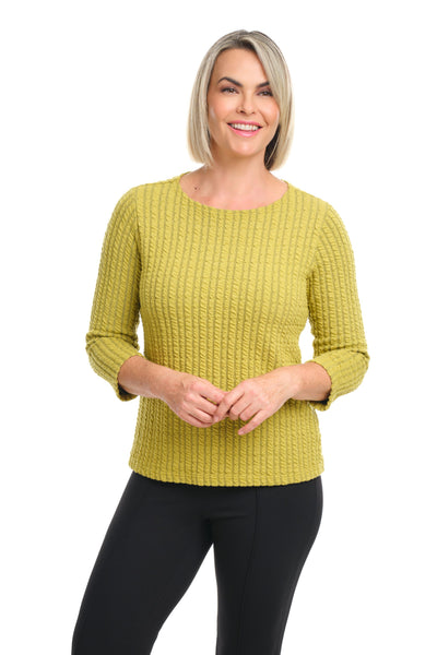 Textured Stripe Boat Neck Top