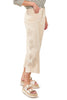Tribal Audrey Crop Crocheted Hem Jean, Spring Summer Women's Pants. Ecru