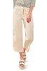 Tribal Audrey Crop Crocheted Hem Jean, Spring Summer Women's Pants. Ecru