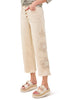 Tribal Audrey Crop Crocheted Hem Jean, Spring Summer Women's Pants. Ecru