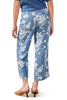 Tribal Floral Wide Leg Crop, Spring Summer Women's Pants. Seaside Blue