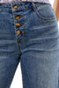 Tribal Audrey Button Fly Wide Leg Crop Jean, Spring Summer Women's Pants. Pebble Blue