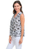 Tribal Cutwork Daisy Blouse, Spring Summer Women's Shirts Woven. White/Black