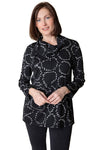 Habitat Clothes Circle Jacquard Tie Neck Tunic, Fall Winter Women's Shirts Knit