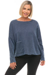 Marled Sweater Knit Pocket Pullover