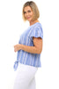 Frill Sleeve Tie Front Top
