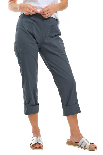 Foil Sweet Duet Convertible Cuff Pant, Spring Summer Women's Pants. Basalt