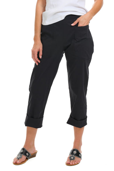 Foil Sweet Duet Convertible Cuff Pant, Spring Summer Women's Pants. Black