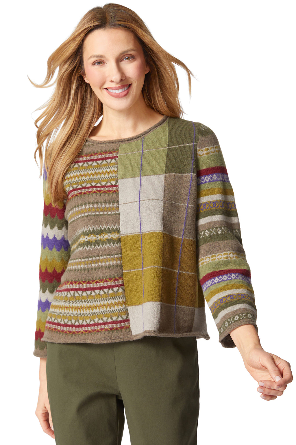 Winter Whimsy Mixed Pattern Sweater