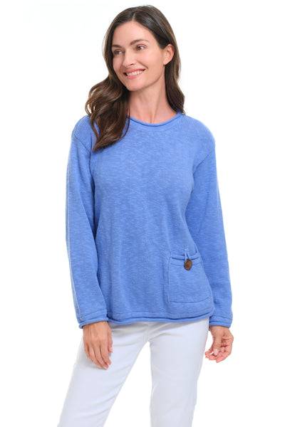 Avalin Pocket Crew Sweater, Spring Summer Women's Sweaters. Ocean