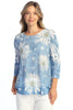 Jess & Jane Daisy Pop Layered Mesh Tunic, Spring Summer Women's Shirts Knit. Blue/White