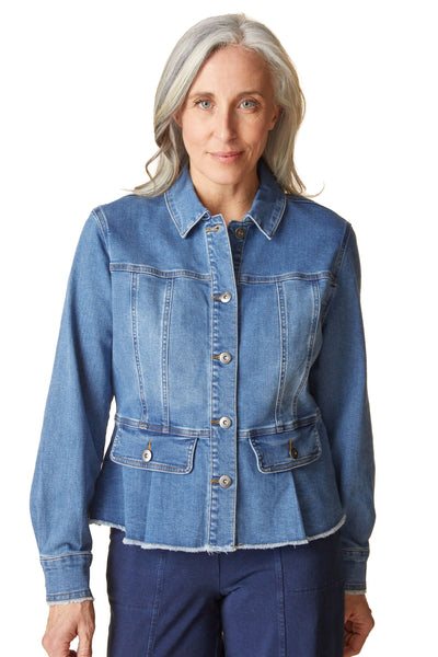 Stretch Denim Peplum Jacket