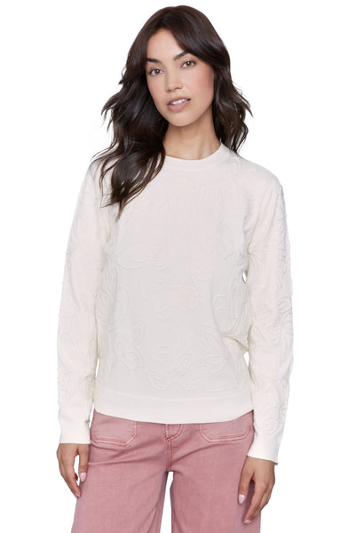 Charlie B Floral Jacquard Embroidered Sweater, Fall Winter Women's Sweaters