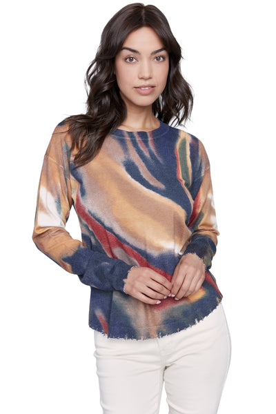 Charlie B Urban Swirl Distressed Sweater, Fall Winter Women's Sweaters