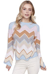 Charlie B Sweet Chevron Scalloped Sweater, Fall Winter Women's Sweaters