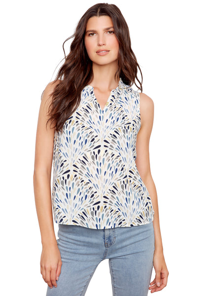Charlie B Ruffle Neck Blouse, Spring Summer Women's Shirts Woven. Zephyr