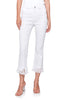 Feathered Hem Embroidered White Jean