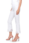 Feathered Hem Embroidered White Jean