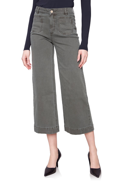 Charlie B Patch Pocket Flare Pant, Fall Winter Women's Pants. Spruce.