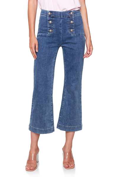 Button Trimmed Flare Jean