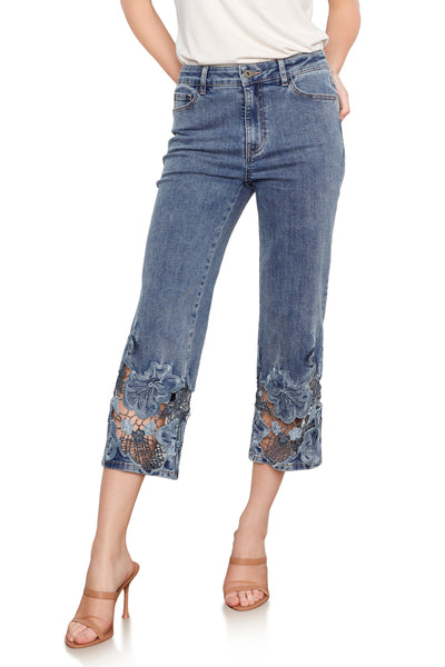 Cutwork Lace Hem Jeans
