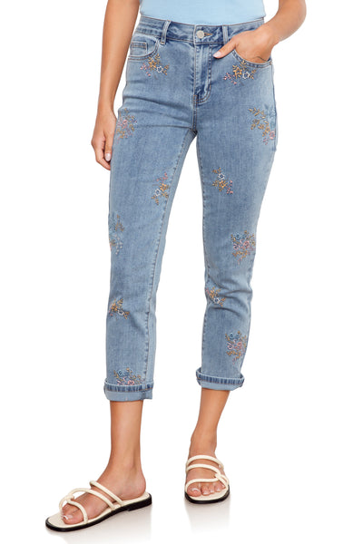 Floral Cuffed Capri Jean