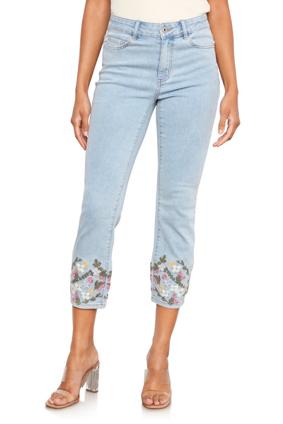Embroidered Hem Crop Jean