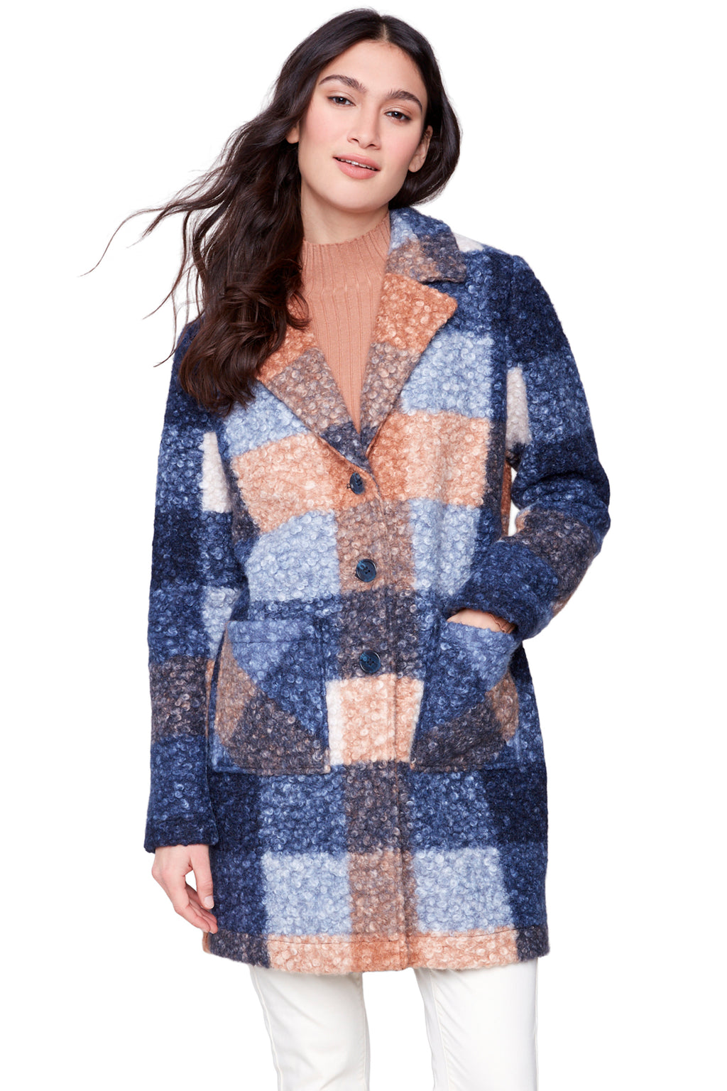 Plaid Bouclé Coat