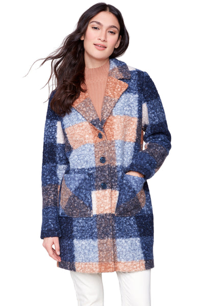 Plaid Bouclé Coat