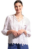 Foil Love In Bloom Top, Spring Summer Women's Shirts Woven. White Texture