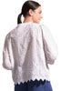 Foil Love In Bloom Top, Spring Summer Women's Shirts Woven. White Texture