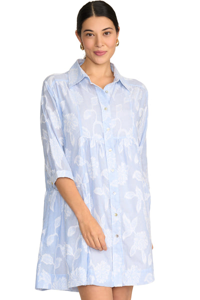 Foil Hello Dolly Shirt Dress, Spring Summer Women's Dresses. Stripe Floral