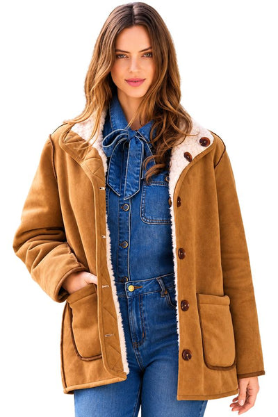 Faux Suede Reversible Coat