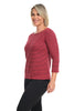 Black Striped Doublecloth Boatneck Top