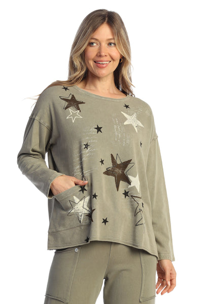Lumi Stars Mineral Wash Pocket Top