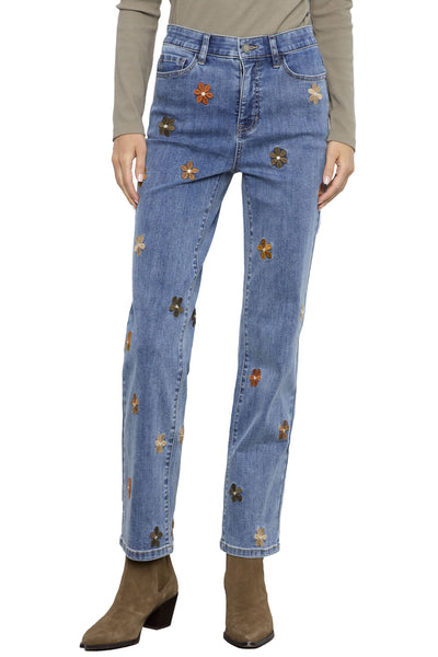 Embroidered Daisies Jean