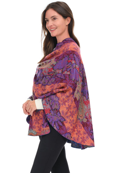 Rapti Reversible Cashmere Shawl, Fall Winter Accessories. Plum Paisley.