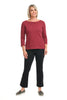 Black Striped Doublecloth Boatneck Top