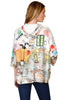 Inoah Meow Mates Hoodie, Spring Summer Women's Shirts Knit. White Multi