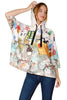 Inoah Meow Mates Hoodie, Spring Summer Women's Shirts Knit. White Multi