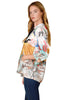 Inoah Meow Mates Hoodie, Spring Summer Women's Shirts Knit. White Multi