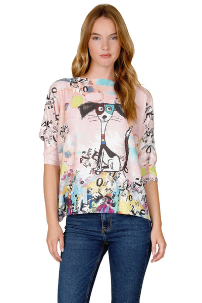Inoah Piper Sweater, Spring Summer Women's Sweaters. Pink Multi