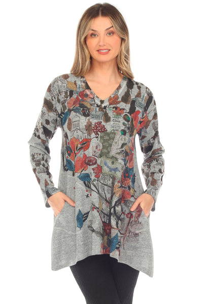 Inoah Fall Vibes Tunic, Fall Winter Women's Shirts Knit