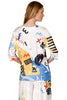 Inoah Sir Artsy Paws Top, Spring Summer Women's Shirts Knit. White Multi