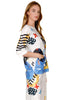 Inoah Sir Artsy Paws Top, Spring Summer Women's Shirts Knit. White Multi
