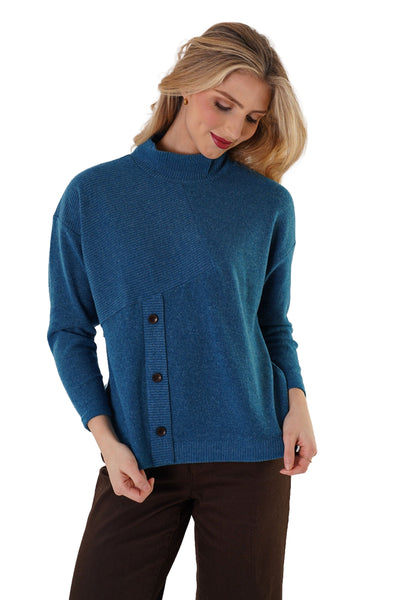 Mixed Rib Button Detail Sweater