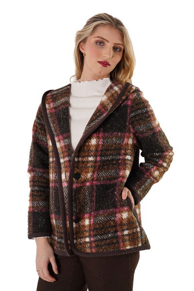 Plaid Boucle Coat